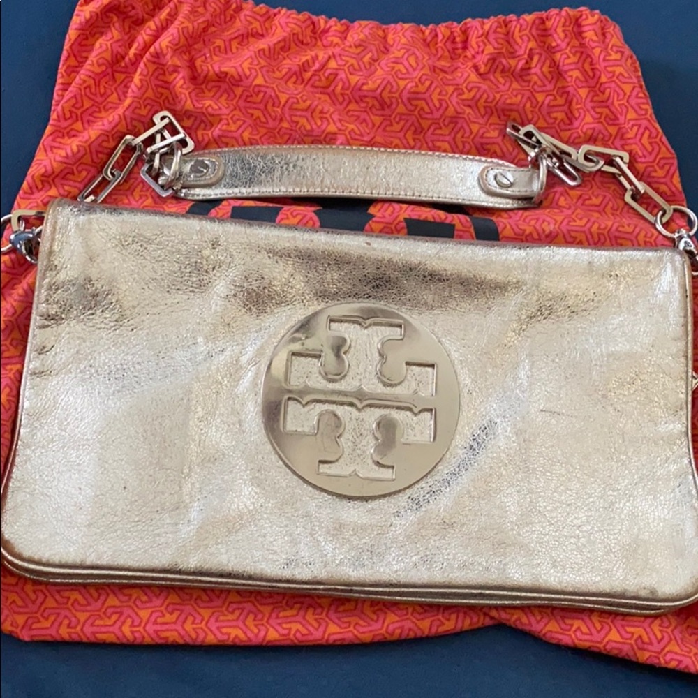 Tory Burch Reva metallic silver purse